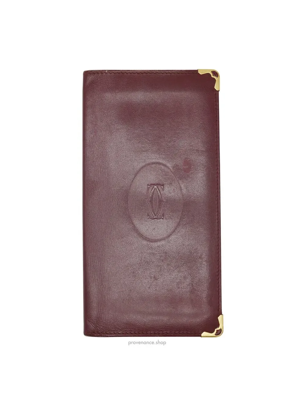 🔴 Cartier Long Wallet - Burgundy Calfskin Leather